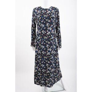 Zara Womens Long Printed Dress Dots M Black Multicolor Long sleeved 5216/263